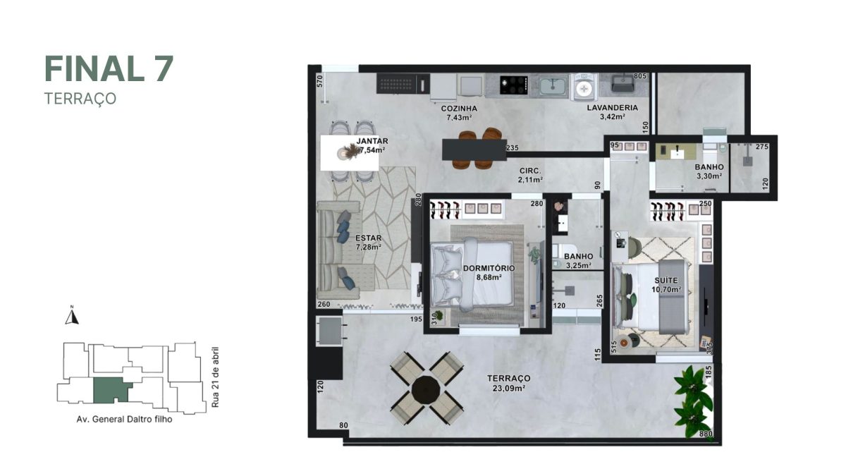 Planta final 07 | Apartamento Terraço
