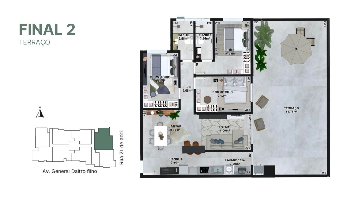 Planta final 02 | Apartamento Terraço